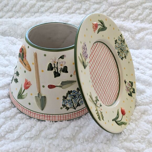 Yankee Candle Spring Gardening Large Ceramic Topper Shade & Plate - Picture 1 of 6